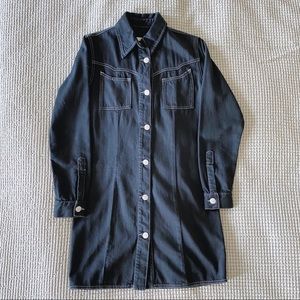 Ganni Black Denim Shirt Dress in Size 34